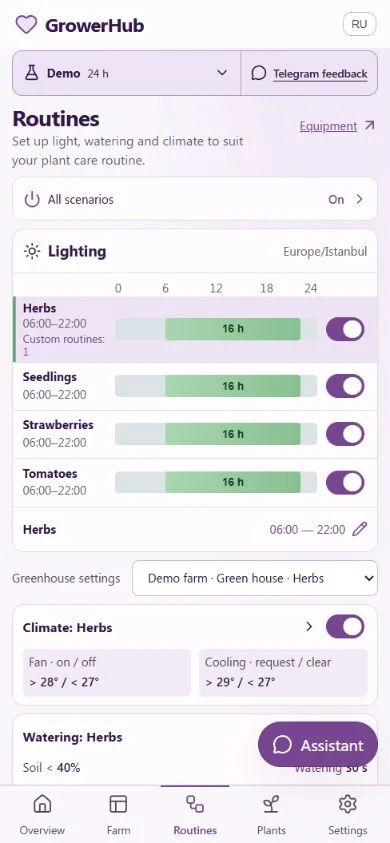A compact custom routine list at the bottom of the page